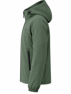 Chaqueta Softshell Impermeable con Capucha Verde para Hombre SINEWY, Cuello Alto Informal con Cierre de Cremallera, Corte Regular, para Otoño - Product Image 3