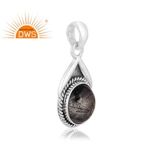จี้อัญมณีสีดำธรรมชาติทำจากเงินแท้ออกซิไดซ์ออกแบบได้ตามต้องการ - Product Image 3