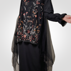 Sipo với đầy đủ lót baju kurung A-line Cắt hồi giáo ăn mặc baju kurung bán buôn kurung moden lưới sequin ren Phụ nữ in - Product Image 3