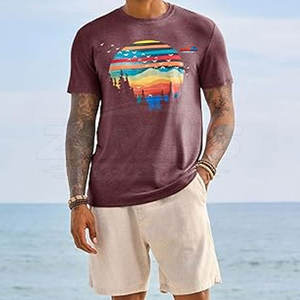 T-shirts pour hommes confortables, à séchage rapide, respirants, imprimés, 100% coton, prix de gros, pas cher. - Product Image 5