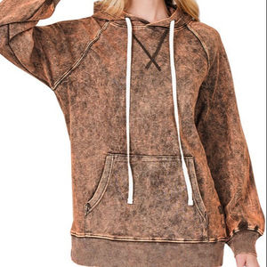 100% algodón lavado ácido venta al por mayor pulóver en blanco de gran tamaño mujeres sudaderas con capucha Sudadera con capucha logotipo personalizado sudaderas con capucha y sudaderas - Product Image 1