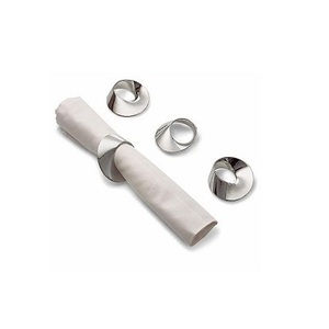 Anneau de serviette en acier inoxydable de forme ronde anneau de tissu de couleur argent de qualité exclusive pour l'utilisation de fête de mariage - Product Image 3