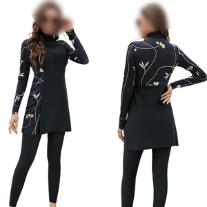 Traje de Baño Burkini de 2 Piezas para Mujer, Estampado, con Logotipo Frontal, Material Spandex/Poliéster, Secado Rápido y Transpirable, Tallas Juveniles y para Adultos - Product Image 1