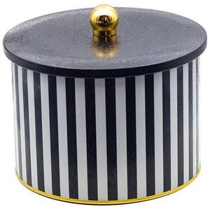 Recipiente de Metal de 2.9L, mango de perilla de 175x130mm, patrón de línea blanca y negra para almacenamiento de alimentos secos para el hogar, cocina - Product Image 1