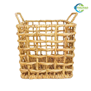 CESTA DE ALMACENAMIENTO DE JACINTO DE AGUA DE Bambú Ratán de algas marinas con forro de algodón Perfecto para la organización de despensa y armario - Product Image 3