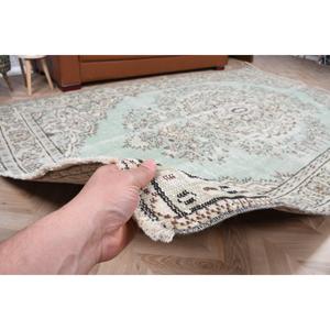 Tapis vintage 6,1x9,9 pi (186x303 cm), tapis turc vert à pois - Product Image 4