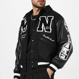 Chaqueta con parches de chenilla, chaqueta universitaria de béisbol personalizada Letterman Collegiate Red Varsity con mangas de cuero, chaqueta Varsity para hombre - Product Image 3