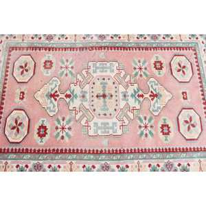 Alfombra Turca Vintage de 3.8x5.2 pies, Alfombra Oriental Roja de Lana - Product Image 4