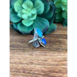 Greg Perry Fine Sterling <b>Silver</b> <b>Ring</b> Lapis & Kingman Turquoise Bezel Setting Size 9 <b>Statement</b> <b>Ring</b> for Everyday Wear - Product Image 4