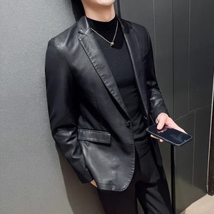 ชุดเดรสหนังลำลองแฟชั่นสำหรับผู้ชาย, เสื้อแจ็คเก็ตลำลองสำหรับนักธุรกิจเสื้อแจ็คเก็ตลำลองเสื้อตัวนอกสำหรับผู้ชาย - Product Image 4