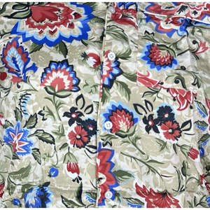 Beige Floral Woven Silk Blend Pajama <b>Set</b> Silky Soft Buttoned Drawstring Breathable Spandex Customizable Animal for Winter - Product Image 5