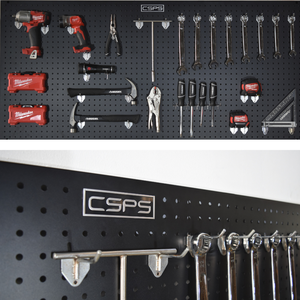 Panneau mural en métal noir Organisateur de maison Panneau perforé en acier personnalisé Entrepôt de haute qualité pour garage mécanique - Product Image 1