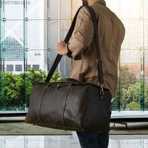 Meilleure vente unisexe cabine taille personnalisé en cuir véritable sac de sport fermeture à glissière meilleur prix sac de voyage dame Style lettre motif - Product Image 6