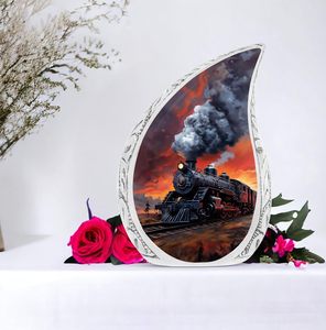 Estilo americano Metal Teardrop Tamaño adulto Urna de cremación Express Sunset Design Venta al por mayor Suministros funerarios - Product Image 4