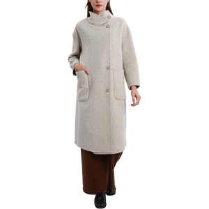 Manteaux d'hiver en coton Slim Fit Trench Coat Outwear Womens Long Double Breasted Coats Lapel Collar Pea Coat - Product Image 6