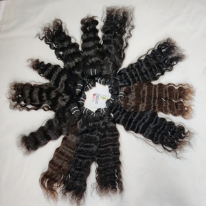 Extensions de cheveux humains Remy vierges non traités du Vietnam, bouclés, à double trame, ondulés naturels, couleur noire, à prix abordable - Product Image 1