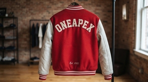Premium <b>Red</b> White Letterman Jacket Leather Sleeve <b>Wool</b> Body Embroidered Patch Bomber College Streetwear Jacket Custom OEM ODM US - Product Image 2