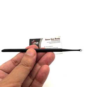 Herramienta de manicura de Arte de uñas de acero inoxidable sostenible de doble extremo negro mate removedor de piel muerta empujador de cutículas logotipo personalizado - Product Image 5
