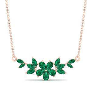 Colliers REYES au design unique en or massif 14 carats avec pierre précieuse émeraude de 3,87 carats pour femmes, bijoux fins de luxe pour mariage et soirée - Product Image 5