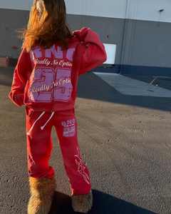 Patchs de broderie personnalisés de luxe ensemble de survêtement jogging sweat à capuche zippé vintage délavé à l'acide survêtement - Product Image 3