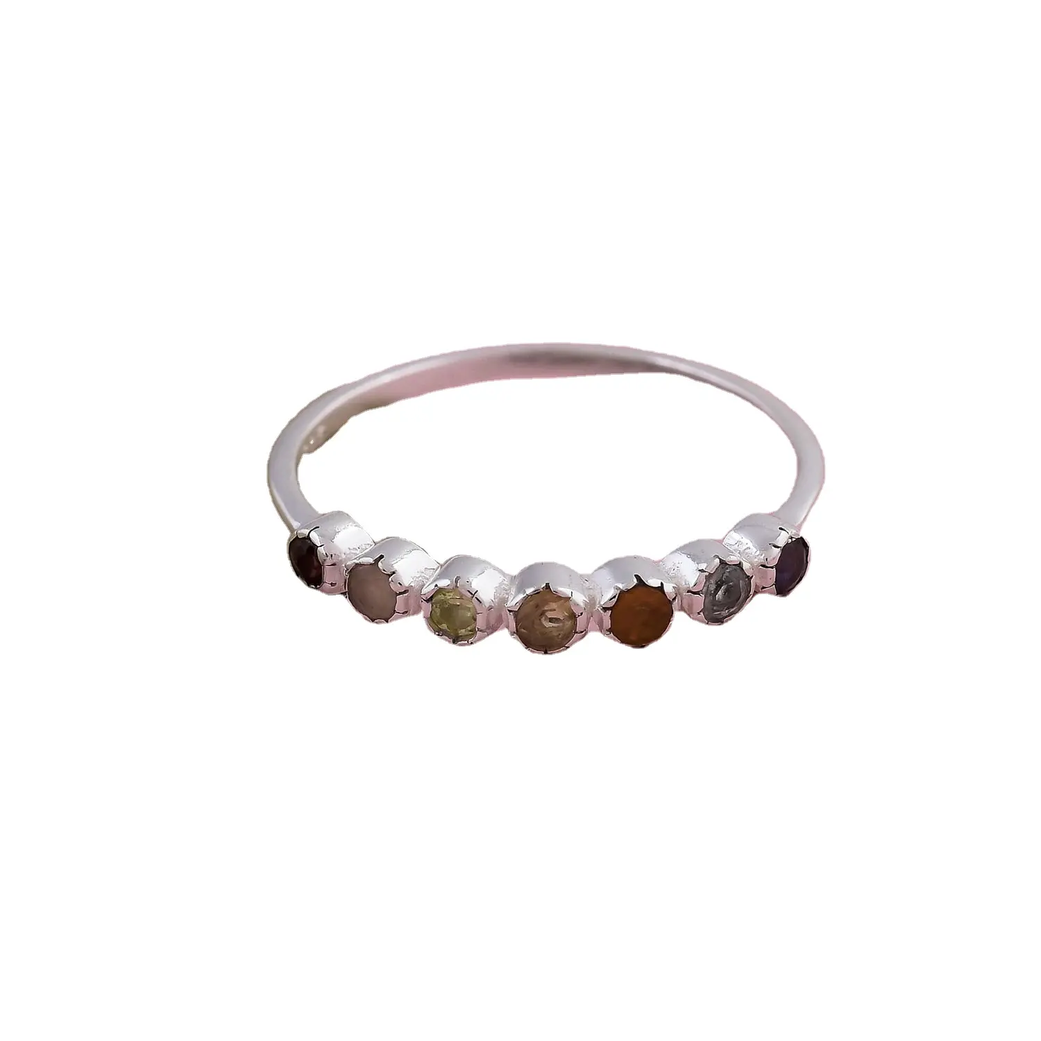 Tốt Nhất Yoga Multistone Chakra Vòng Trong 925 Sterling Bạc Thiền Nhẫn Đồ Trang Sức Đồ Trang Sức Bán Buôn