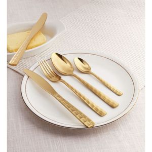 Juego de cubiertos de diseño tradicional, vajilla de tamaño estándar con acabado de acero inoxidable, rosa y marrón - Product Image 3