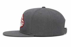 Gray 5-Panel <b>Snap</b> Back <b>Cap</b> with Red and White Embroidered Animal Logo Front Panel Hip Hop Sporty Casual Unisex Adult Hat - Product Image 4