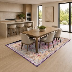 RUGS DEPOT LXDP-0289 Wholesale Multicolor Neutral Traditional Medallion Digital Printed Machine Washable Chenille Rug Non <b>Slip</b> - Product Image 4
