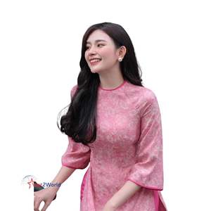 Vestidos Ao Dai Vietnamitas Personalizables Antiarrugas, Tejidos en Material Modal, con Estampado Vintage de Leopardo en Relieve - Product Image 4