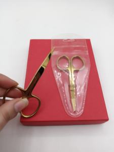 Petits ciseaux Plasma d'or de qualité professionnelle pour l'acier inoxydable de sourcil avec votre propre logo personnalisé et instrument de beauté de couleur - Product Image 6