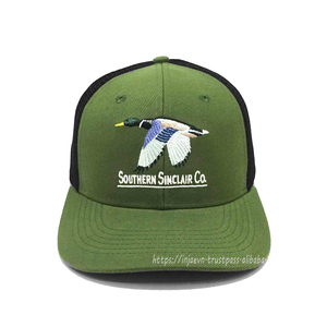 Wholesale Custom Embroidery Custom Logo on <b>Green</b> Trucker Mesh <b>Hats</b> Mid Profile High Quality Sports <b>Hats</b> - Product Image 1