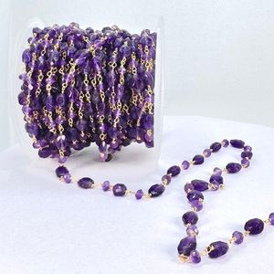 100% chaîne en laiton de haute couture naturelle avec améthyste ronde taille personnalisée bijoux en pierres précieuses en vrac - Product Image 1