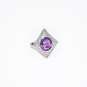 Diseño romántico amatista corte ovalado 925 Ajuste de bisel de plata esterlina anillo de banda fiesta de compromiso aniversarios de boda mujeres niñas - Product Image 3