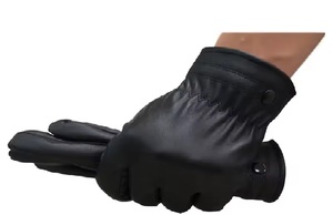 โรงงานขายส่งถุงมือหนังแบบพกพาชั้นเดียวแบบกําหนดเองถุงมือหนัง Unisex เคลือบ PU สีดํานุ่ม - Product Image 3