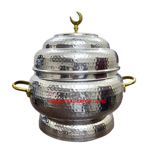 Juego de Tres Ollas Calientes de Nácar, Alta Calidad, Hechas a Mano, Nuevas, Cazuela Clásica, Elegante, Diseñador, Calentador de Comida de Metal - Product Image 5