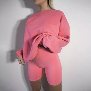 Conjunto de chándal de gran tamaño para mujer, sudadera y pantalones cortos, informal, cómodo, para entrenamiento de gimnasia, ropa deportiva de moda para salón - Product Image 5