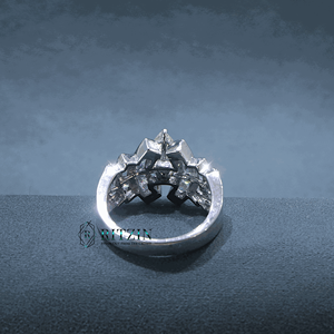 แหวนหมั้นสำหรับผู้หญิงสไตล์อาร์ตเดคโคเจียระไนเพชรทรงขนมปังฝรั่งเศส - Product Image 4