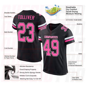 Superb Quality Men's Adult American Football Jersey Black <b>Pink</b>-White Breathable Lightweight Team Sportswear Training Game Day - Product Image 5