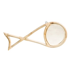 Modern Design Round Fish-Shaped Rattan <b>Mirror</b> Unique Art Wall Hanging for Home Children's Room - Product Image 1