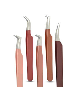 Juego de pinzas para extensión de pestañas de acero inoxidable con etiqueta privada Colores de rocas grises vibrantes con punta puntiaguda - Product Image 5