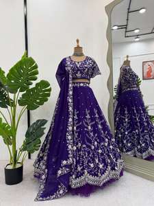 คอลเลคชั่นใหม่ lehenga choli กับด้าย georgette faux กับงานปักลำดับ lehenga choli กับงานลูกไม้ dupatta - Product Image 3