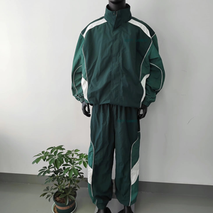 Conjunto de chándal de nailon multicolor personalizado unisex resistente al viento logotipo bordado con cremallera completa chaqueta suelta transpirable - Product Image 4