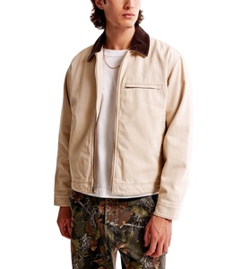 Vente en gros 2025 Veste de travail en toile lourde pour hommes avec logo personnalisé Meilleure vente pour travailleur en voiture à fermeture éclair décontracté en plein air - Product Image 3