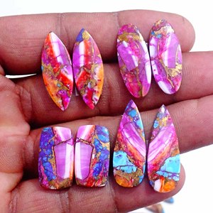Top Natural Pink Spiny Oyster Turquesa Par Suelto Cabujón de piedras preciosas Par de piedras preciosas sueltas para uso Fabricación de joyas - Product Image 6