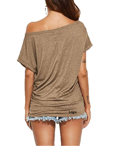 Vente chaude femmes hors épaule hauts décontracté chemise ample manches chauve-souris tuniques Blouse disponible - Product Image 4