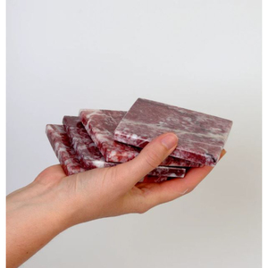 Antique Design Square Shape Decorative <b>Coasters</b> Natural <b>Pink</b> Marble <b>Coasters</b> Set of 4 Tableware <b>Coasters</b> in Low Price - Product Image 4