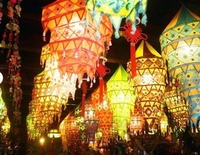 Lanterne indienne soie bohème mariage décor Boho lanternes lampes pliables coloré bohème tente tentures lustres de jardin
