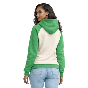 Sudadera con Capucha de Manga Raglán con Estampado Personalizado para Invierno, Insignia Frontal, Color Marfil/Rosa/Verde, Felpa, Informal, para Hermandad Universitaria - Product Image 2