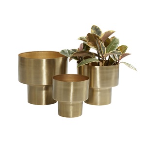 Floreros antiguos de cobre Precios al por mayor Maceta de metal Personalizar Hierro Antiguo conjunto de 3 macetas y jarrones de metal Deco - Product Image 4