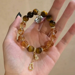 Wealth Style Romantic Beaded Quartz <b>Bracelet</b> with Citrine and <b>Tiger</b> <b>Eye</b> Gourd Design Other Materials Made in China - Product Image 2